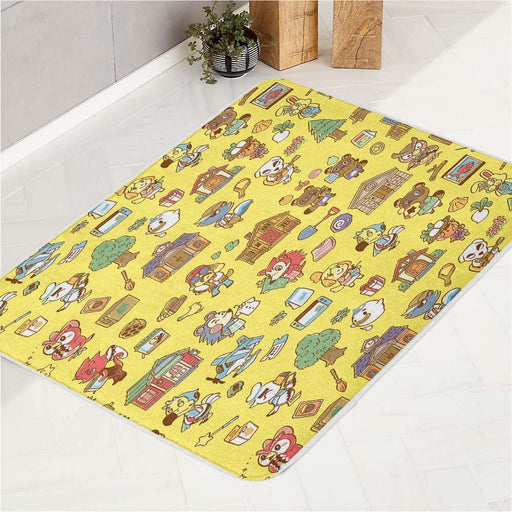 illustration lifes in animal crossing game bath rugs