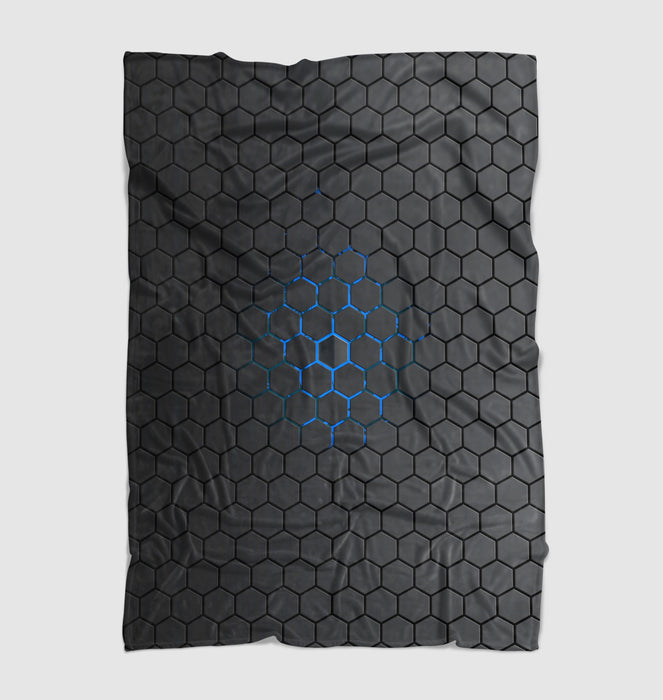 inner blue glow hexagon metalic Ultra soft fleece blanket