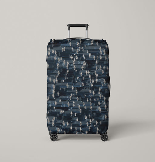 isometric pattern metal object Luggage Cover | suitcase