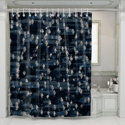 isometric pattern metal object shower curtains