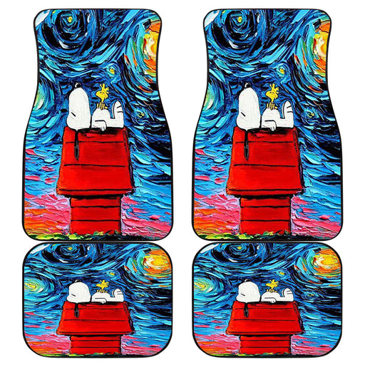 Snoopy Starry Night Van Gogh Car floor mats Universal fit