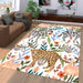 jungle animals and flora art Living room carpet rugs