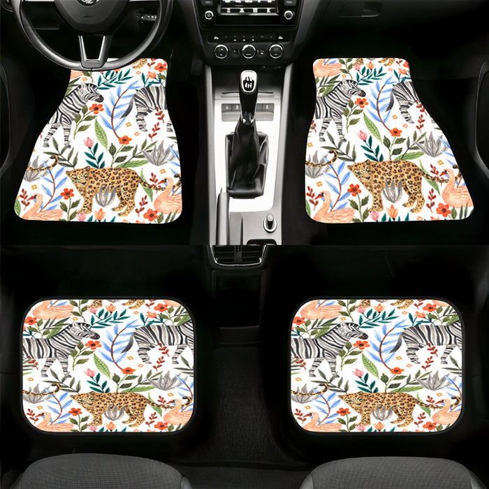 jungle animals and flora art Car floor mats Universal fit