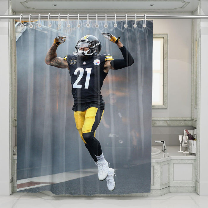 joe haden of pittsburgh steelers shower curtains