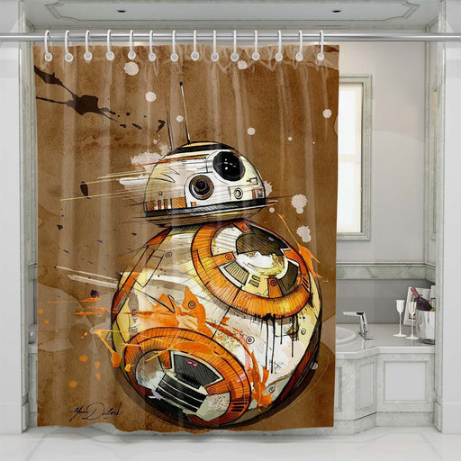 star wars bb-8 droid robot 2 shower curtains