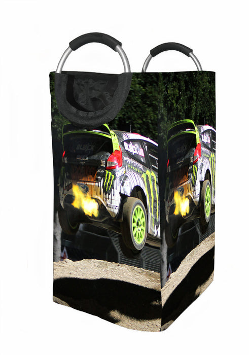 jumping of racing car extreme Laundry Hamper | Laundry Basket