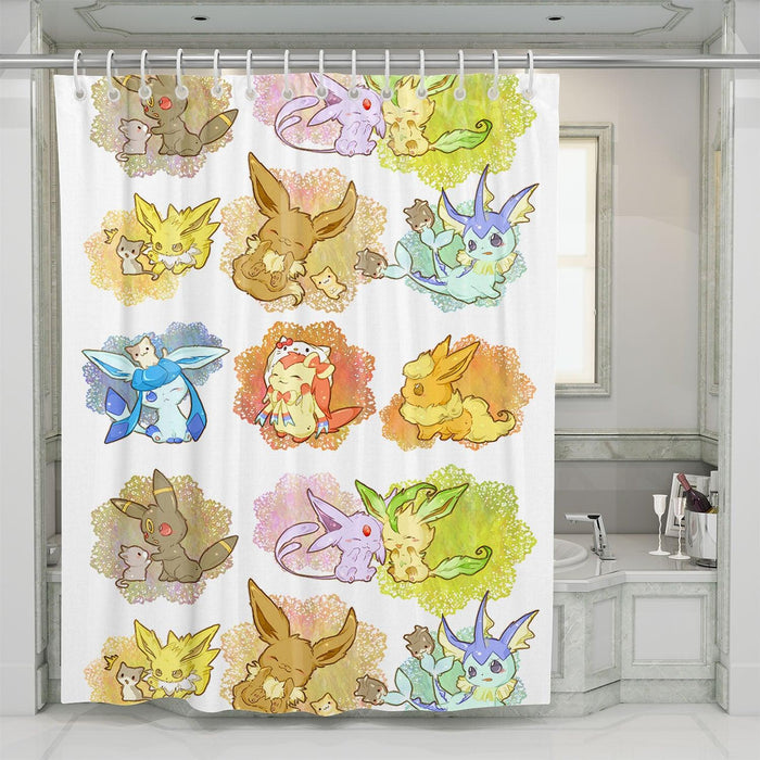 kawaii species of pokemon shower curtains