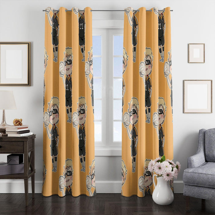 kei tsukishima siwth volley ball karasuno window Curtain