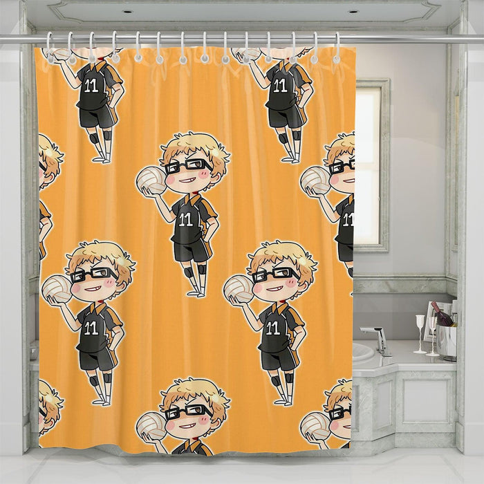 kei tsukishima siwth volley ball karasuno shower curtains