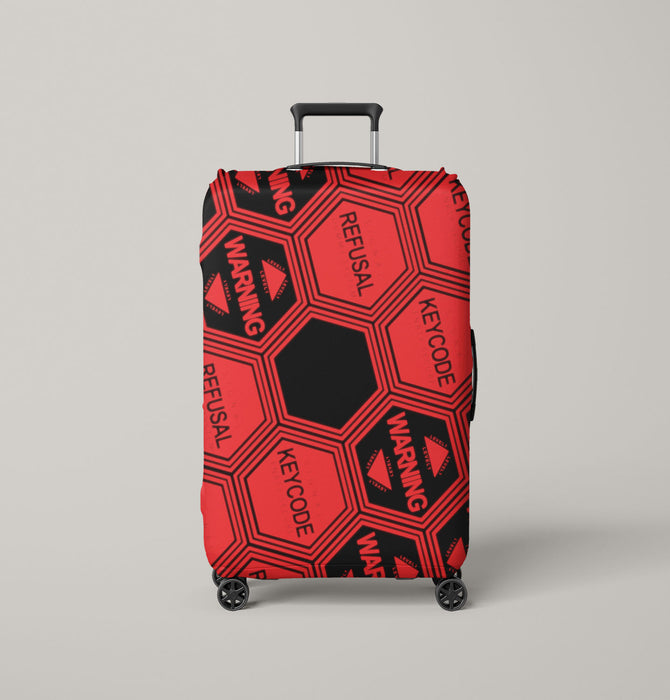 keycode warning level 1 evangelion Luggage Cover | suitcase