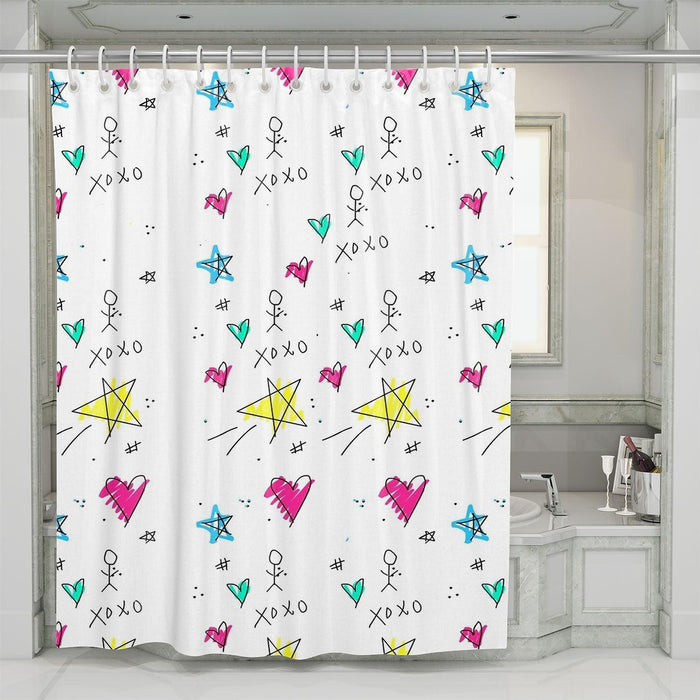 kid drawing and coloring shower curtains