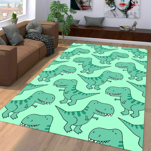 kid green dinosaurs cartoon Living room carpet rugs