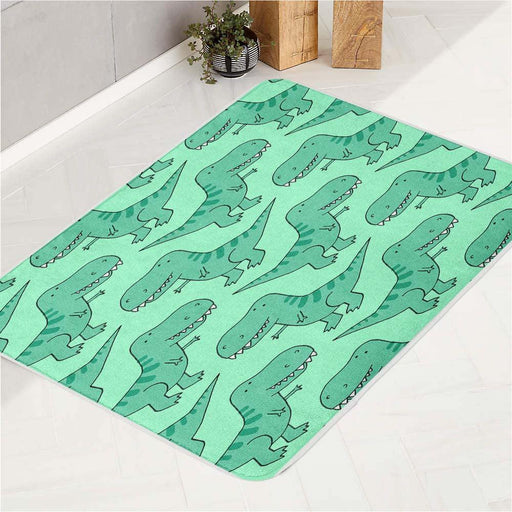 kid green dinosaurs cartoon bath rugs