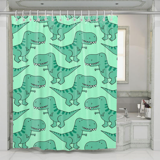 kid green dinosaurs cartoon shower curtains