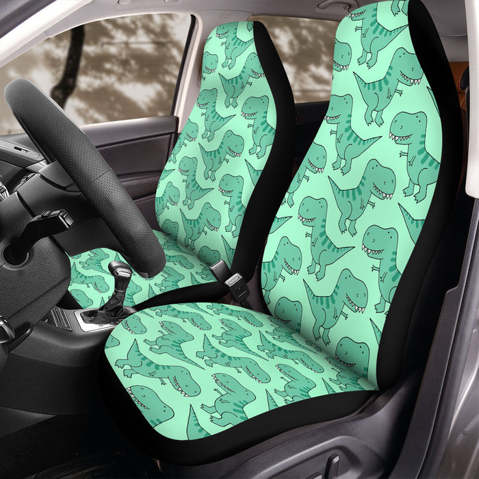 kid green dinosaurs cartoon Car Seat Covers