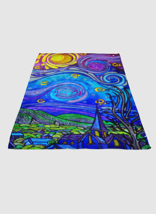 Starry Night Stained Glass soft fleece blanket