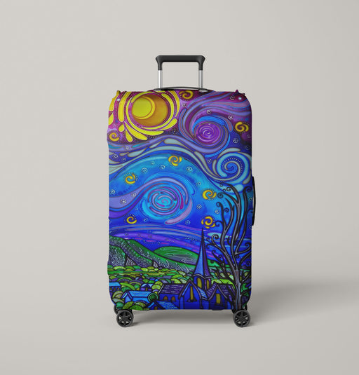 starry night stained glass Luggage Cover | suitcase