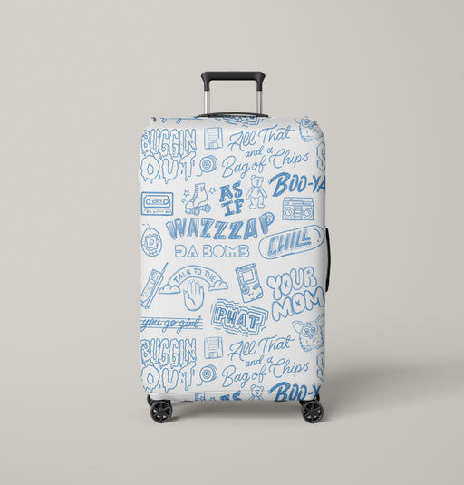 kids style drawing 90s slang hip hop Luggage Cover | suitcase