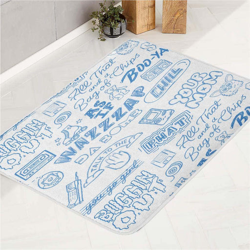 kids style drawing 90s slang hip hop bath rugs