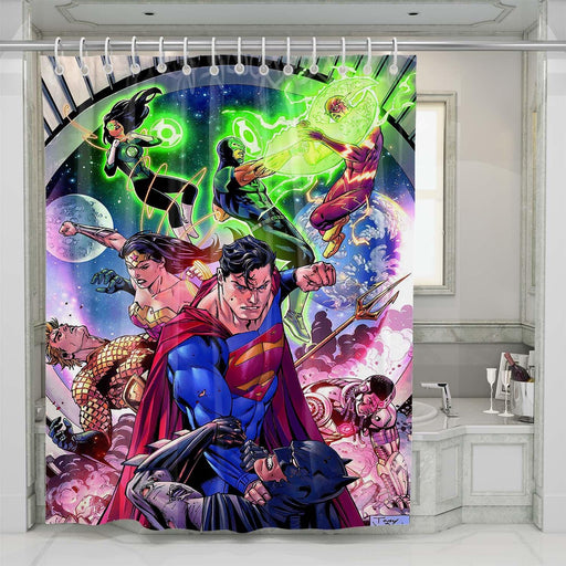 justice league power character shower curtains