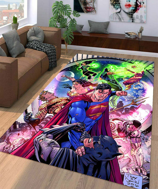 justice league power character Living room carpet rugs