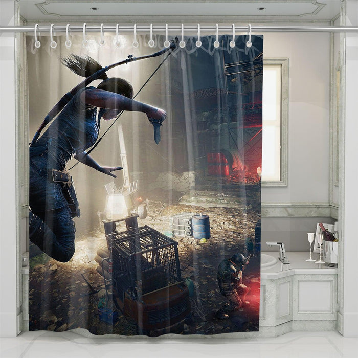 killing the army tomb raider shower curtains