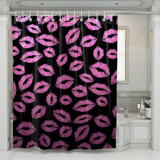 kiss lips xoxo pink shower curtains