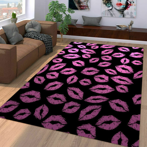 kiss lips xoxo pink Living room carpet rugs