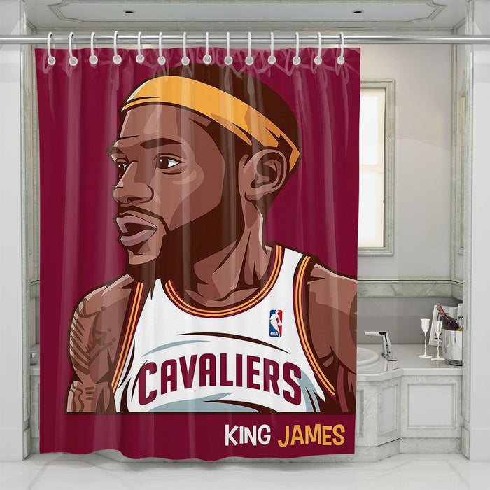 king james vector nba legend cavaliers shower curtains