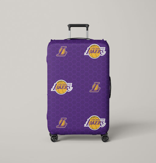 lakers purple font logo hexagon Luggage Cover | suitcase