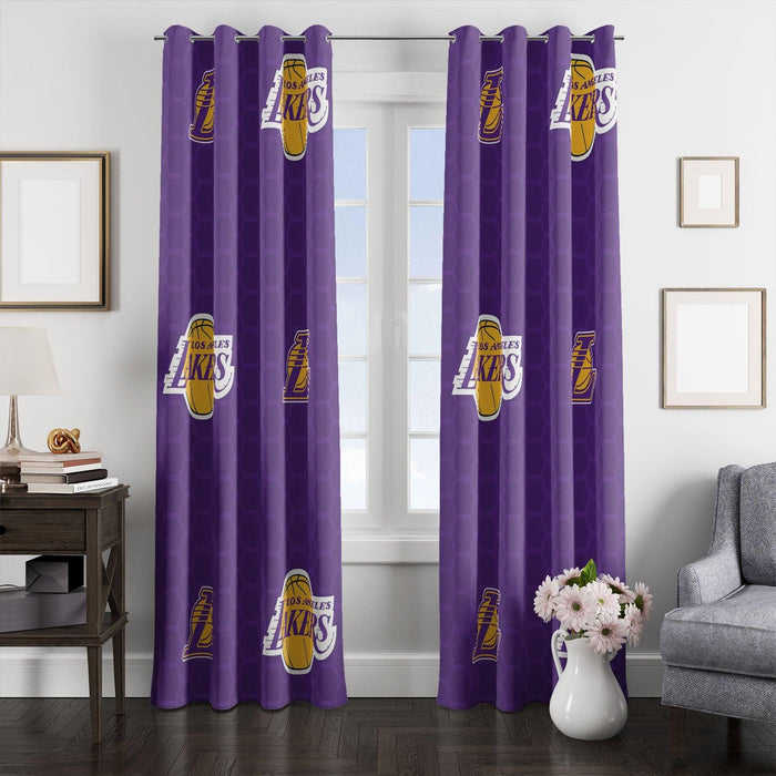 lakers purple font logo hexagon window Curtain