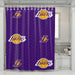 lakers purple font logo hexagon shower curtains