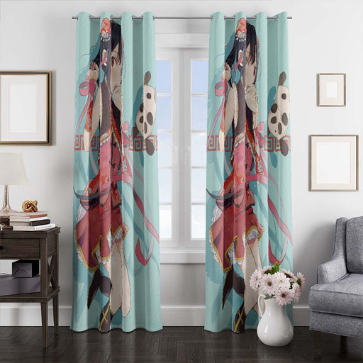 kawaii anime girl window curtains