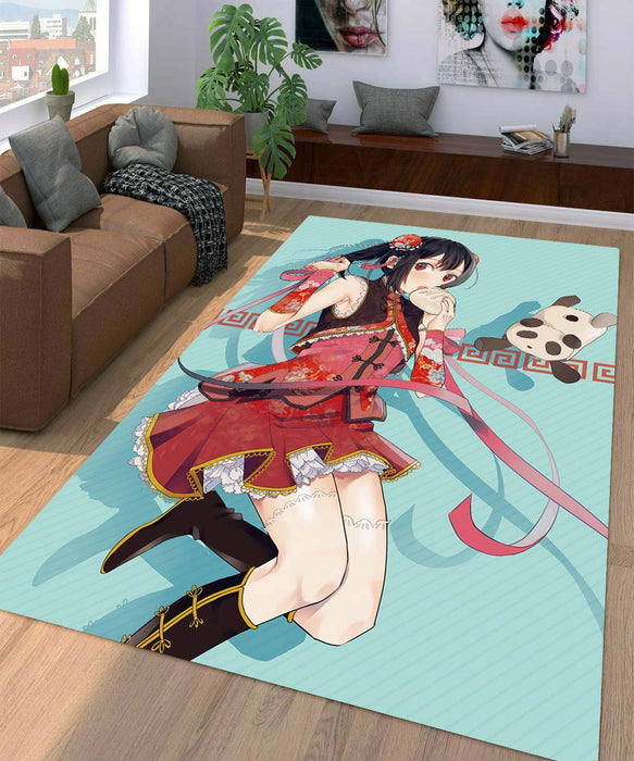 kawaii anime girl Living room carpet rugs