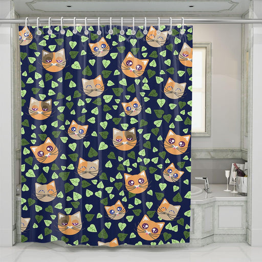 leaf and orange cats pretty shower curtains