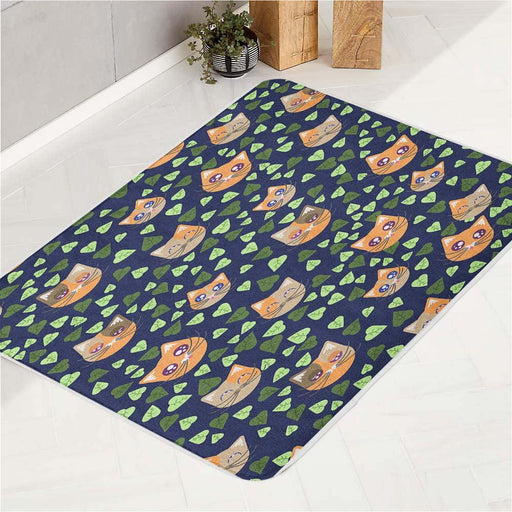 leaf and orange cats pretty bath rugs