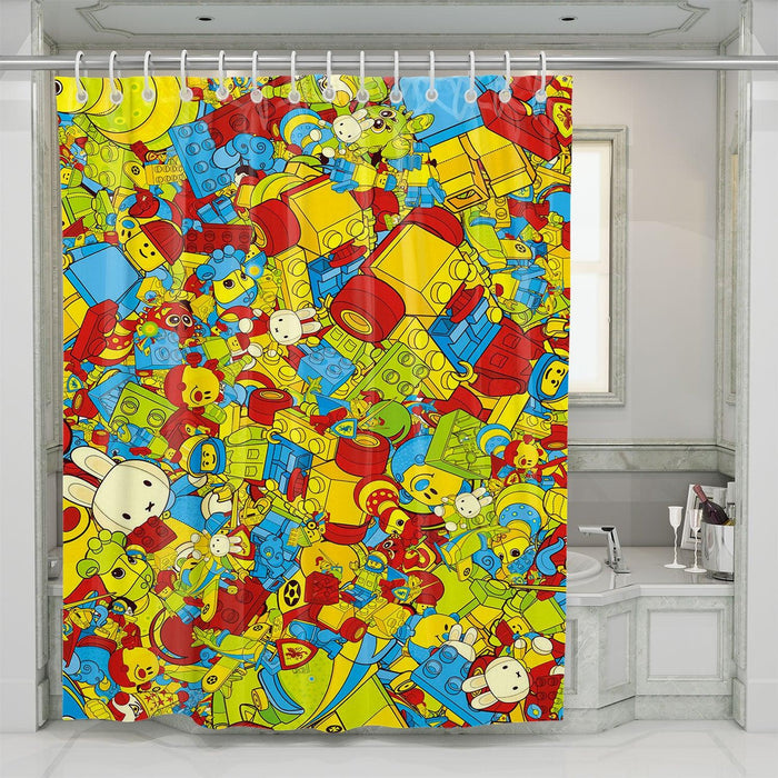 lego toys kids collection shower curtains