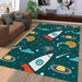 lets go to space with rocket Living room carpet rugs