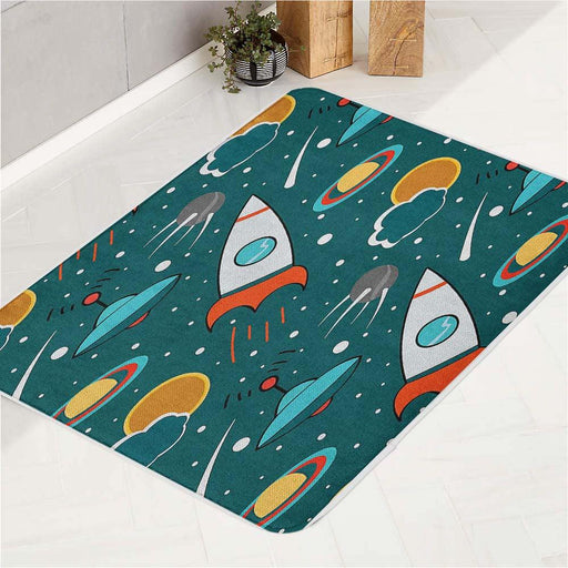 lets go to space with rocket bath rugs