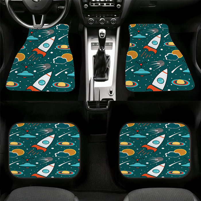 lets go to space with rocket Car floor mats Universal fit