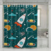 lets go to space with rocket shower curtains