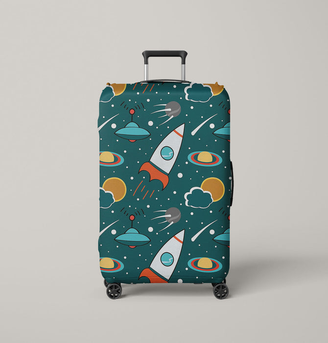 lets go to space with rocket Luggage Cover | suitcase