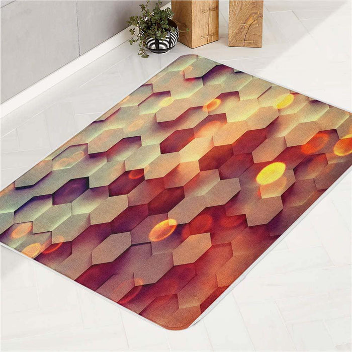 light leak bokeh hexagon bath rugs