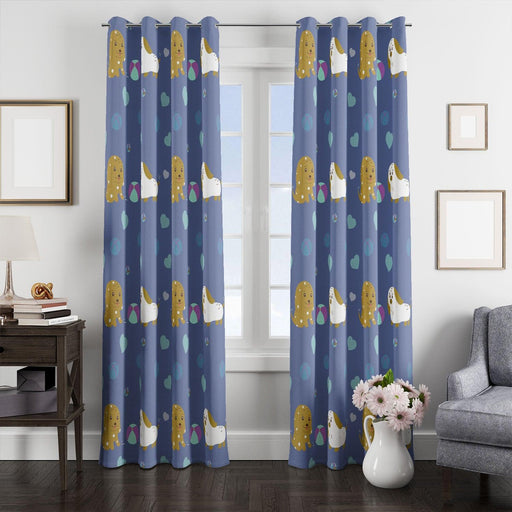 lil dogs very cute pets window Curtain