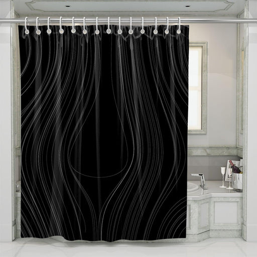 lines curve dark pattern shower curtains