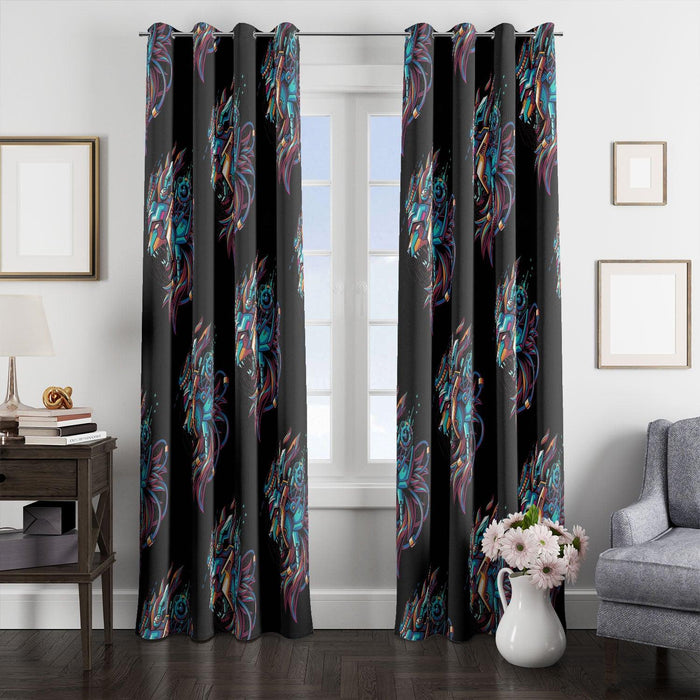 lions mecha black robot window Curtain