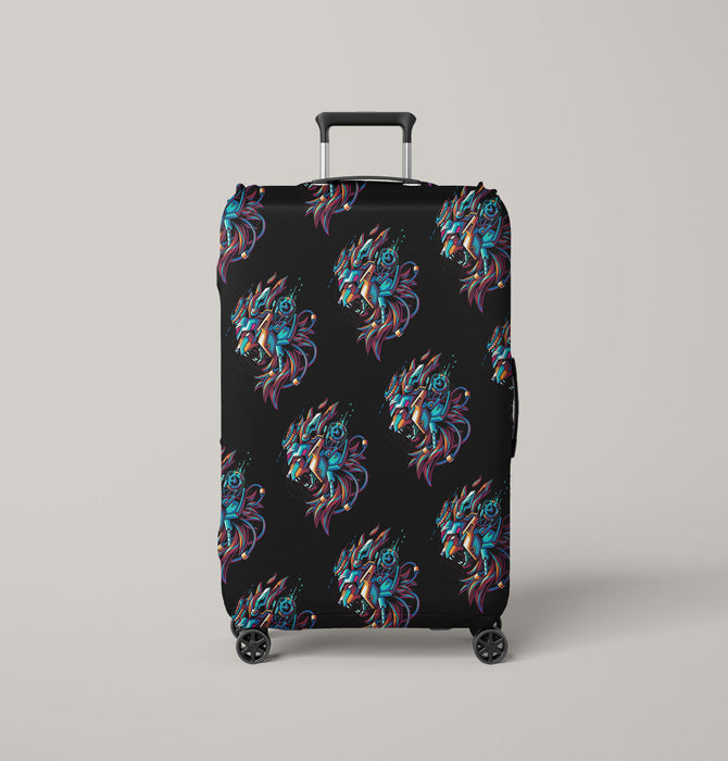 lions mecha black robot Luggage Cover | suitcase