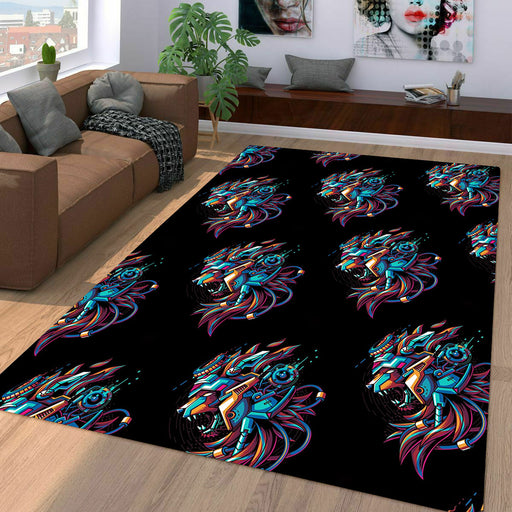 lions mecha black robot Living room carpet rugs