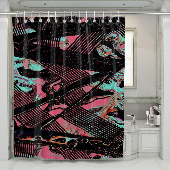 liquid abstract aesthetic holographic shower curtains