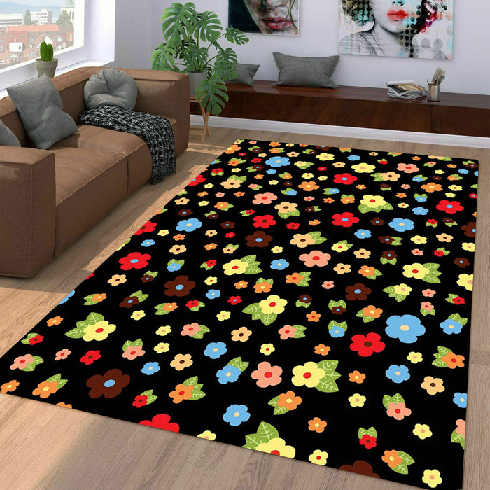 little beautiful flower in the dark Living room carpet rugs